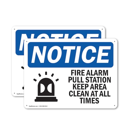 Signmission Fire Alarm Pull Station Keep OSHA Notice Sign, Aluminum, 24in W x 18in L, 2PK OS-2PACK-NS-A-1824-L-12542
